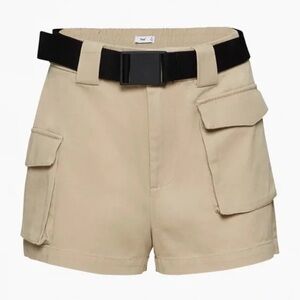 TNA Tan Cargo Shorts High-Waisted Modern Design